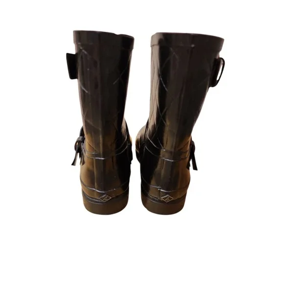Sperry Top Sider Womens Black Rubber Rain Boots US 8‎ Waterproof Fleece Lined - Picture 3 of 6